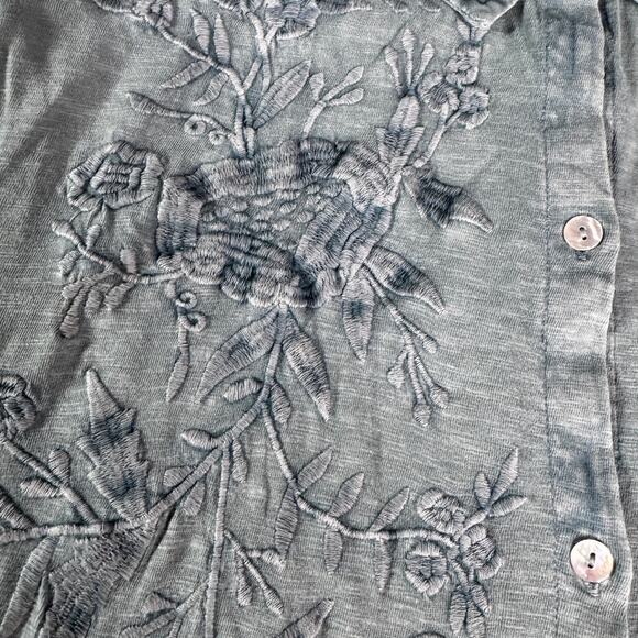 Coldwater Creek Women's sz XL Heathered Green LS Button Up Blouse Long Sleeve - Picture 4 of 10